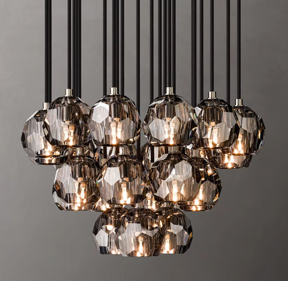 Boule De Cristal Smoke Glass Round Cluster Chandelier 24"