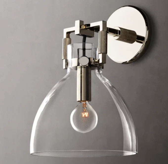 Machinist Glass Cloche Sconce 8"