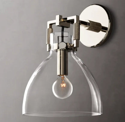 Machinist Glass Cloche Sconce 8"