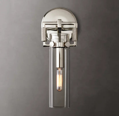Machinist Glass Cylinder Sconce 9"