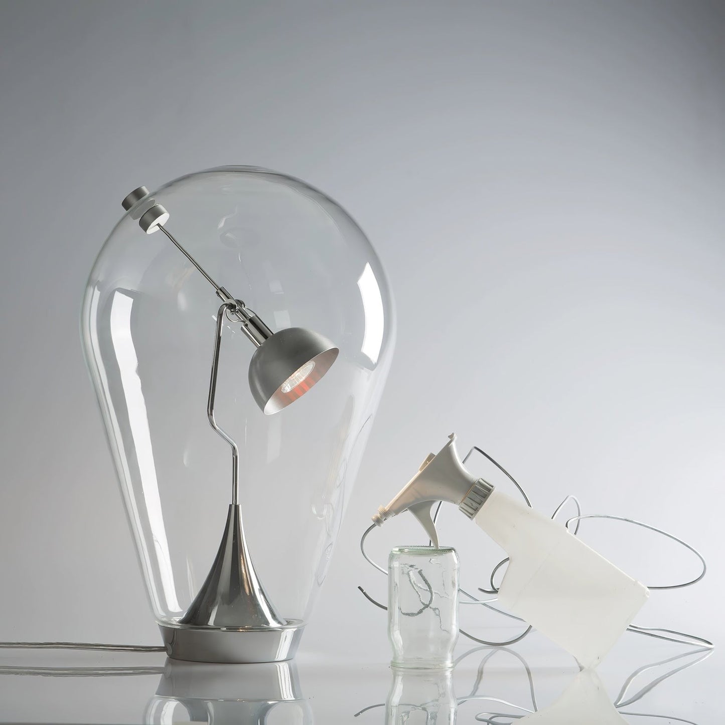 BeamGlow Rotating Glass Cylinder Table Lamp