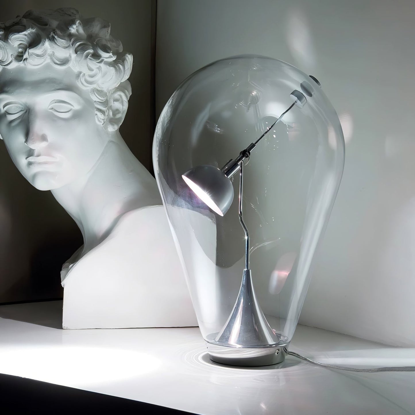 BeamGlow Rotating Glass Cylinder Table Lamp
