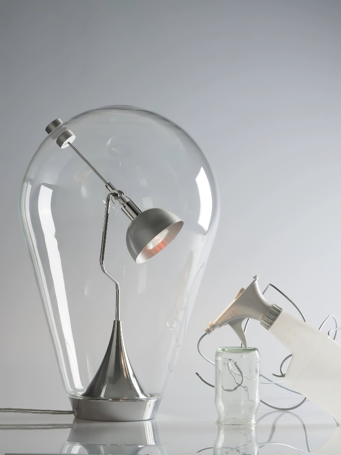 BeamGlow Rotating Glass Cylinder Table Lamp