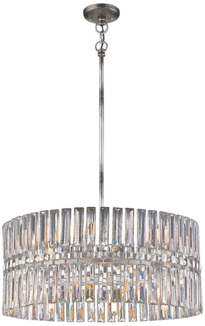 Belle Aurore 26 1/4"W Silver Leaf Crystal Drum Pendant Light