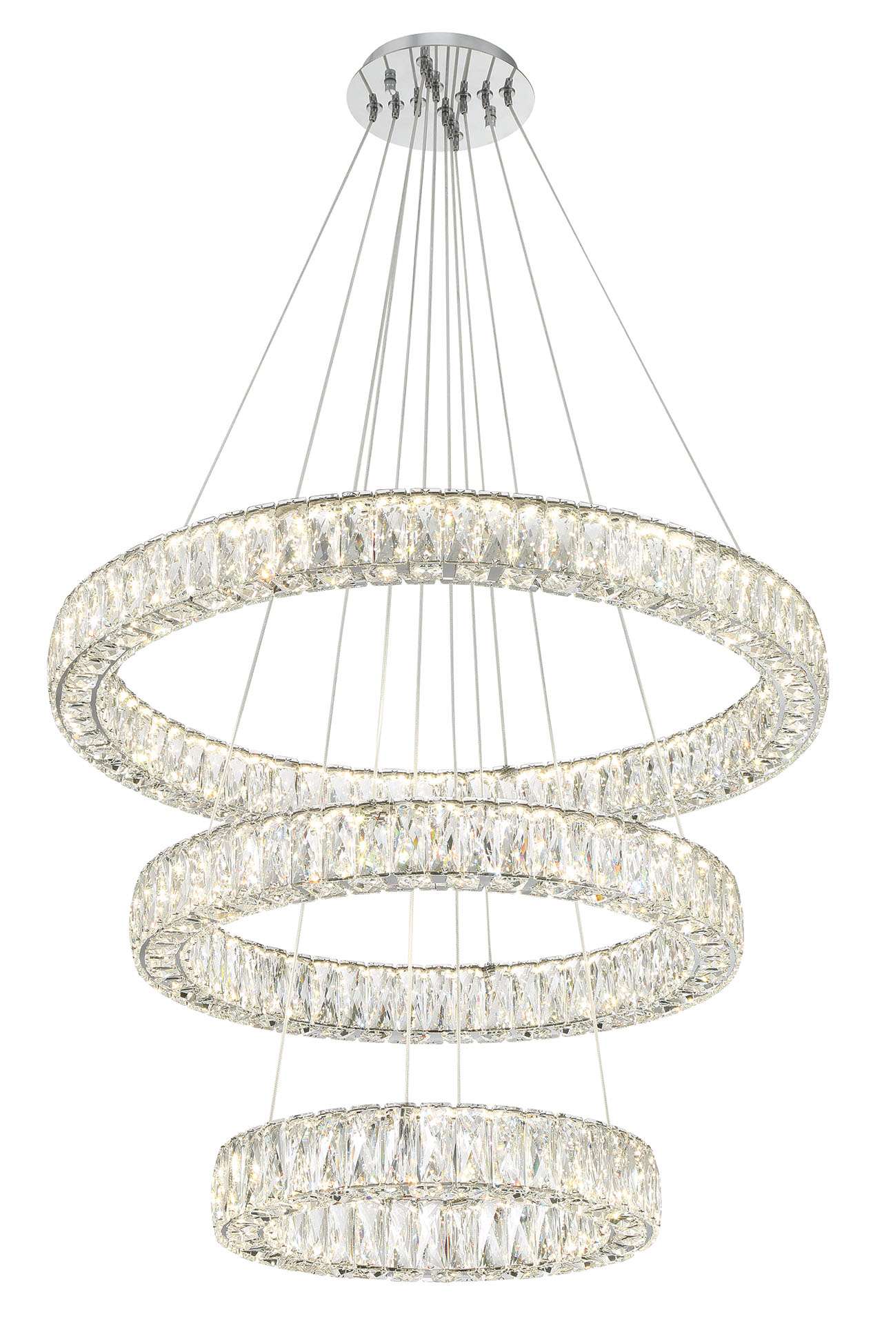 32" Wide LED Crystal Ring Chandelier