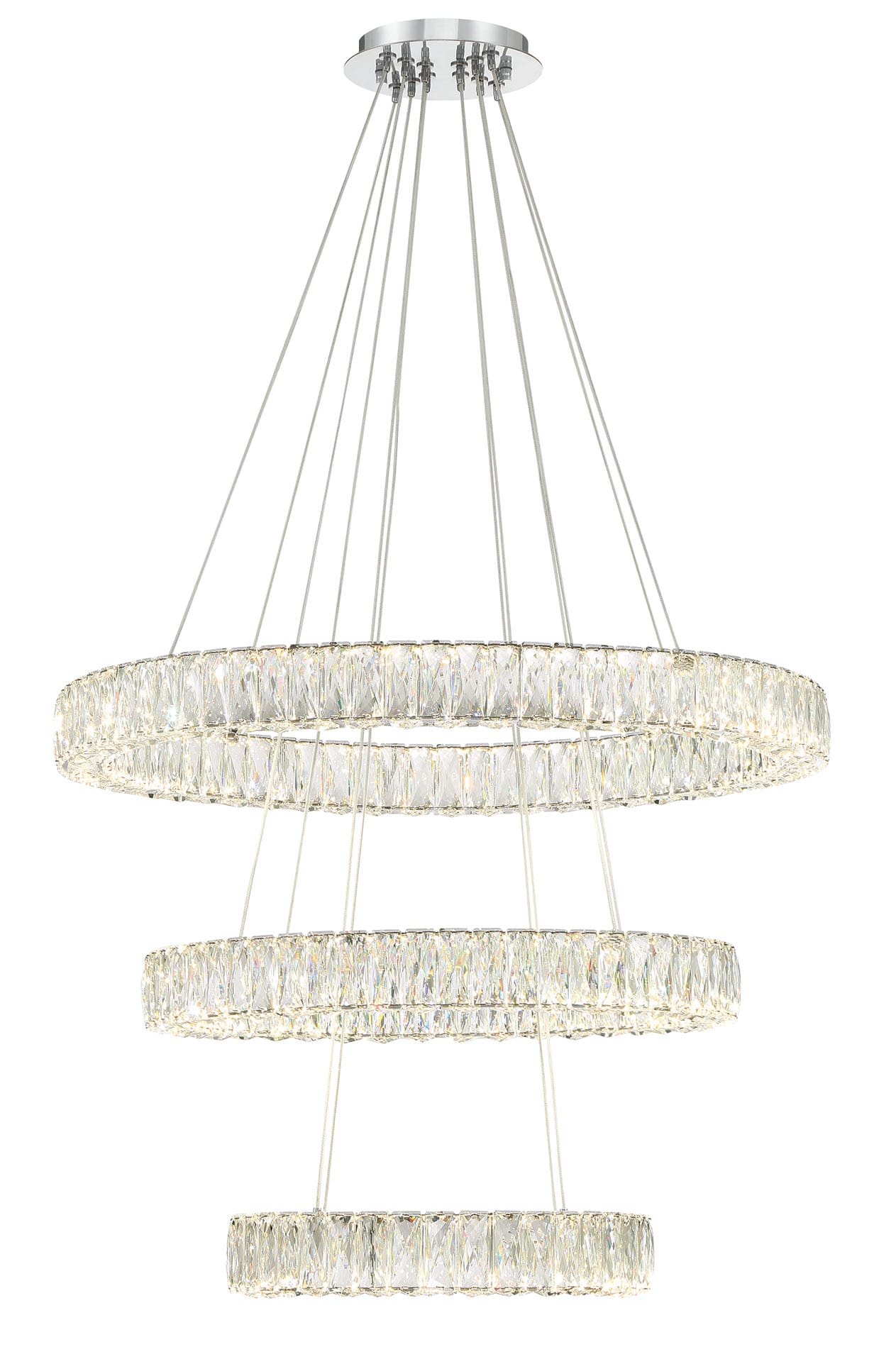 32" Wide LED Crystal Ring Chandelier