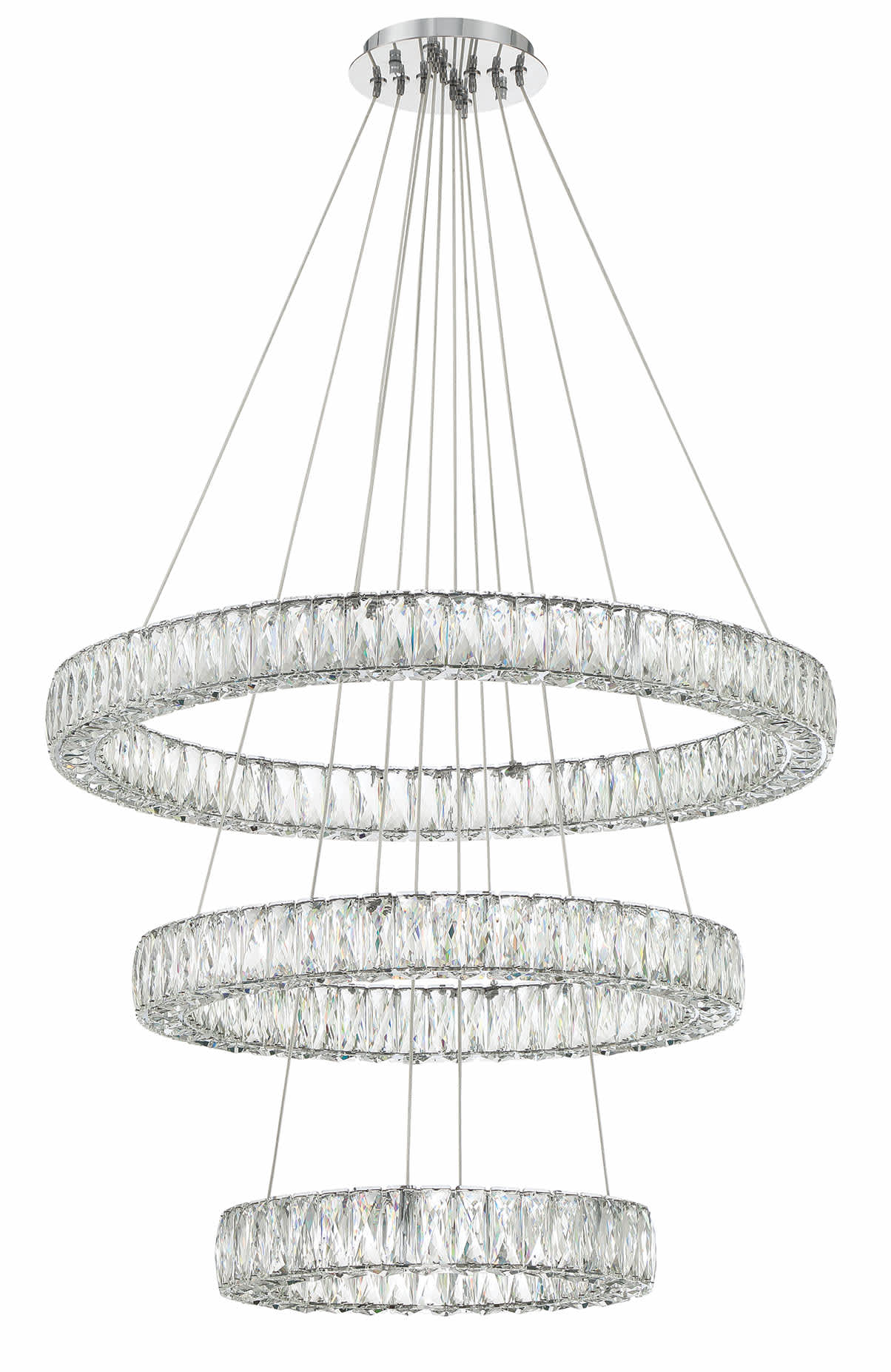 32" Wide LED Crystal Ring Chandelier