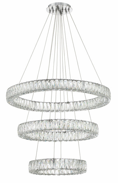 32" Wide LED Crystal Ring Chandelier
