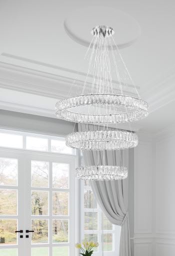 32" Wide LED Crystal Ring Chandelier