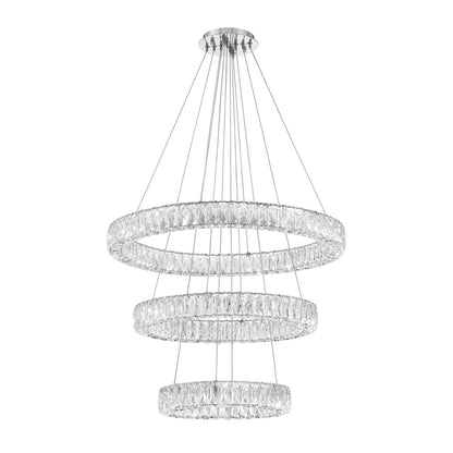 32" Wide LED Crystal Ring Chandelier
