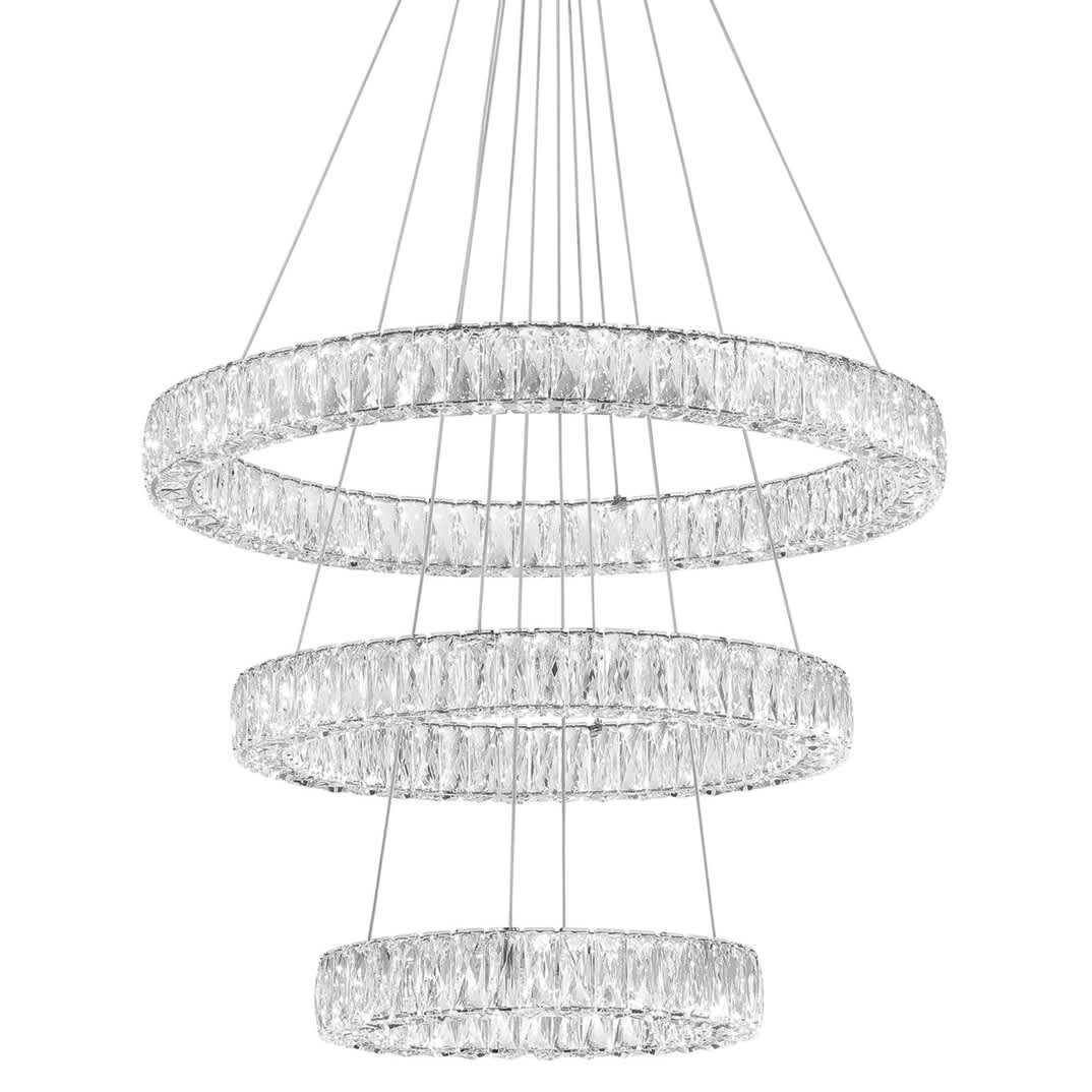 32" Wide LED Crystal Ring Chandelier