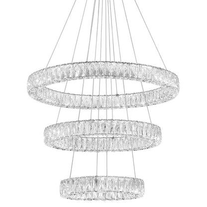 32" Wide LED Crystal Ring Chandelier