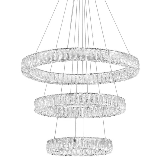 32" Wide LED Crystal Ring Chandelier