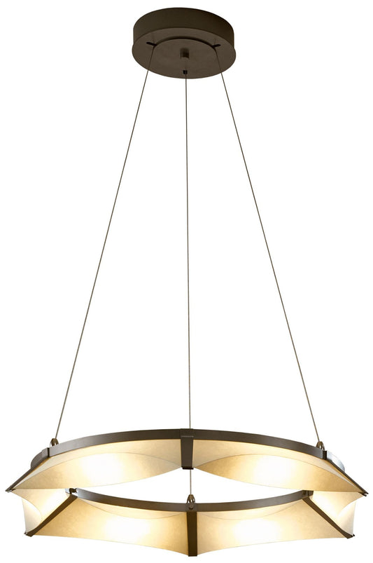 Bento LED Pendant - Dark Smoke Finish - Spun Frost Shade - Standard Height