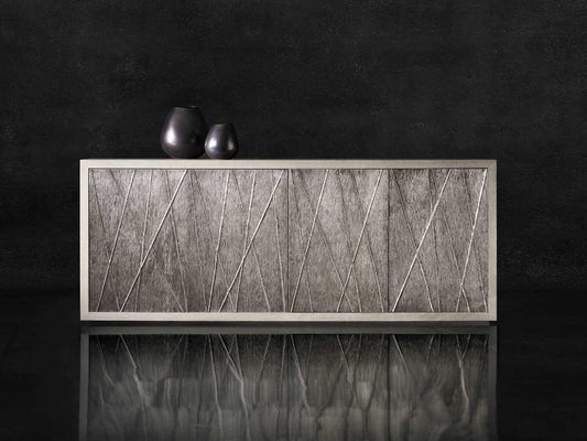 Valora Entertainment Credenza in Weathered Greige and Graphite