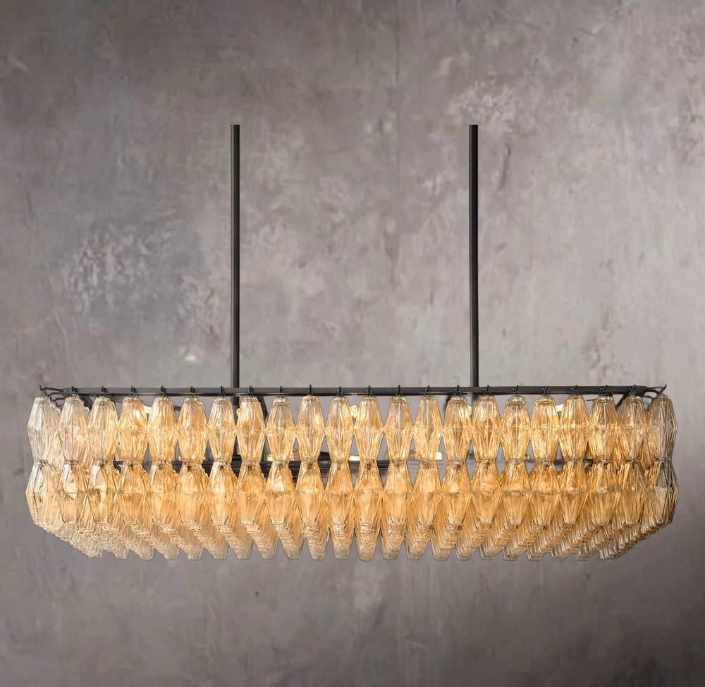 Chiaria Transparent Glass Rectangular Chandelier 54"