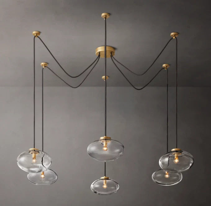 Cabrette Clear Glass Suspended Chandelier 84"