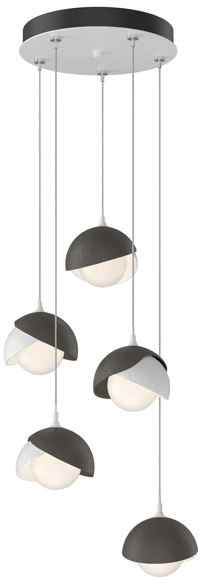 Brooklyn 16"W 5-Light Dark Smoke Accented White Long Double Shade Pendant