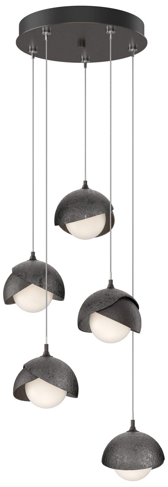 Brooklyn 16"W 5-Light Ink Accented Rubbed Bronze Long Double Shade Pendant