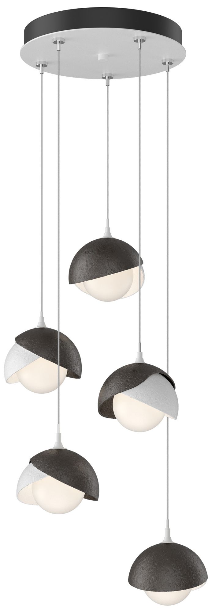 Brooklyn 16"W 5-Light Oiled Bronze Accented White Long Double Shade Pendant