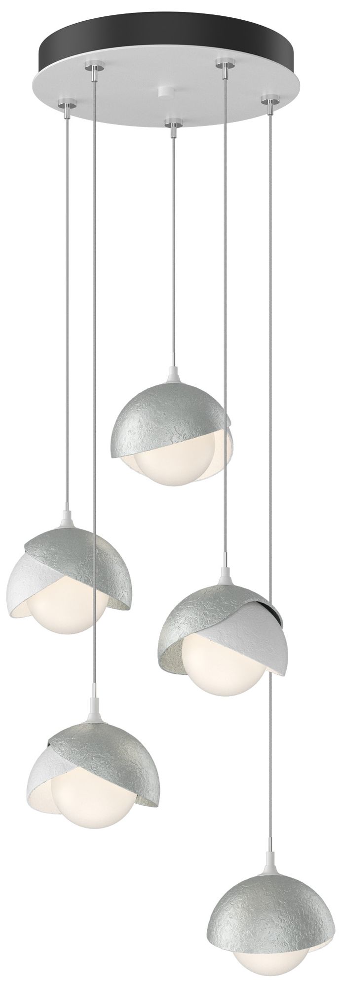 Brooklyn 16"W 5-Light Platinum Accented White Long Double Shade pendant