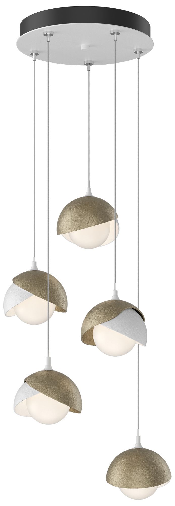 Brooklyn 16"W 5-Light Soft Gold Accented White Long Double Shade Pendant
