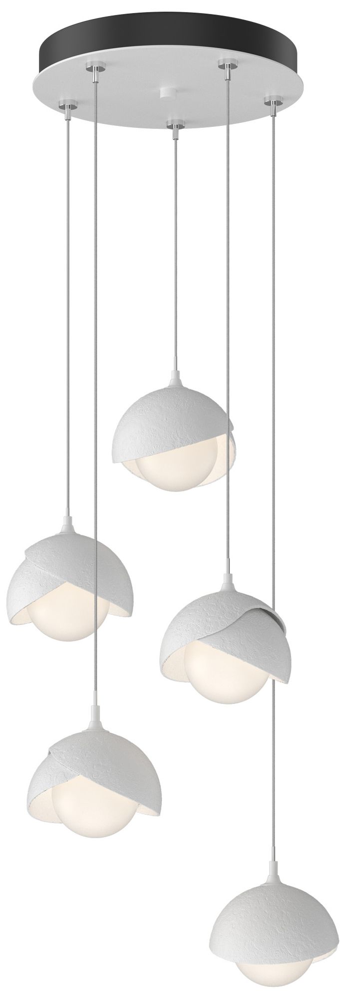 Brooklyn 16"W 5-Light White Accented White Long Opal Double Shade pendant