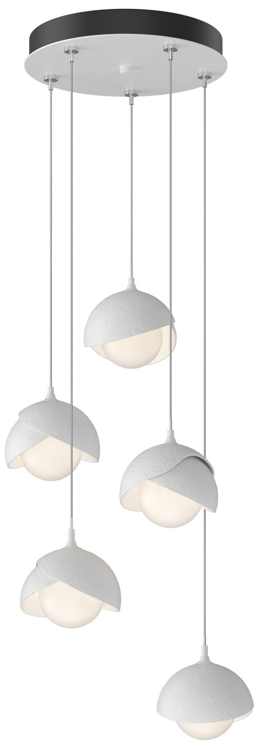 Brooklyn 16"W 5-Light White Accented White Long Opal Double Shade pendant