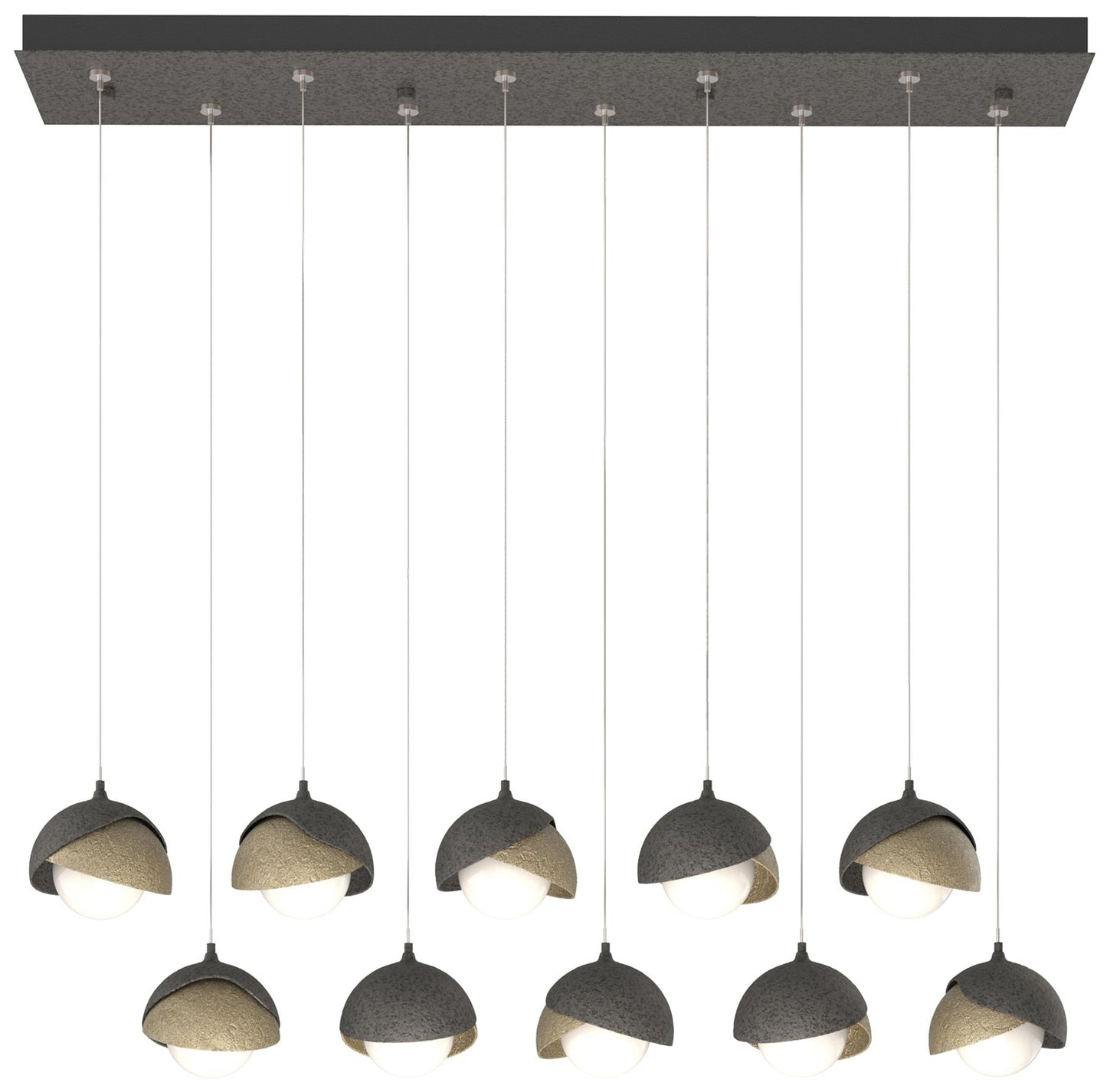 Brooklyn 44.5" Iron & Gold Rectangular Long 2-Shade Pendant