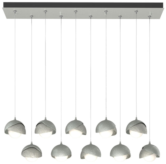 Brooklyn 44.5" Platinum & Sterling Rectangular Long 2-Shade Pendan