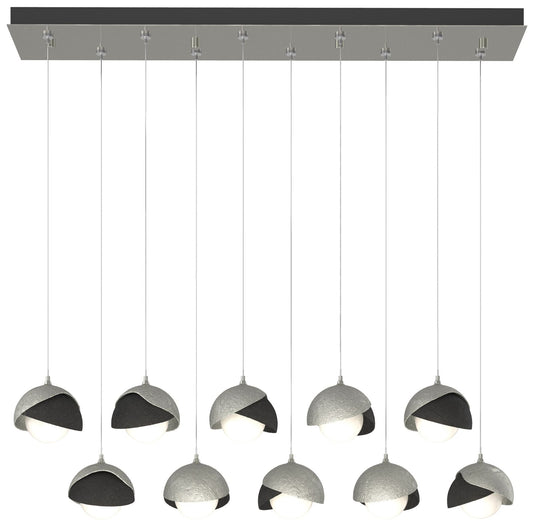 Brooklyn 44.5" Sterling & Black Rectangular Long 2-Shade Pendant