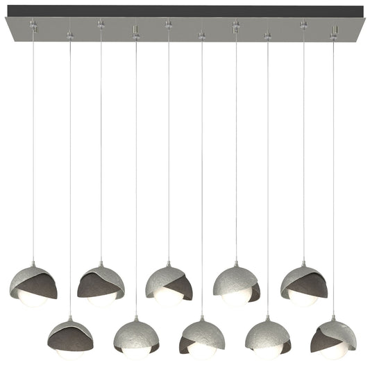 Brooklyn 44.5" Sterling & Dark Smoke Rectangular Long 2-Shade Pendant