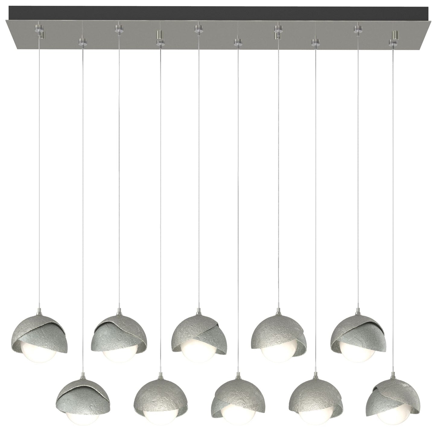 Brooklyn 44.5" Sterling & Platinum Rectangular Long 2-Shade Pendant