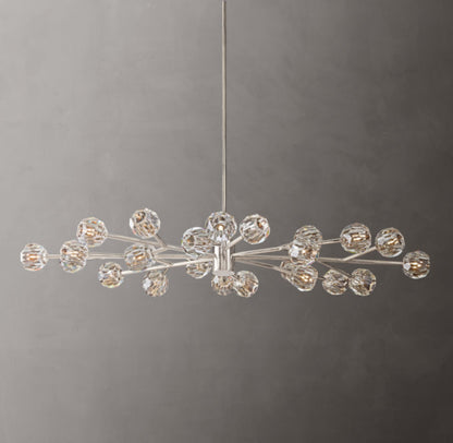 Crystal Sphere Transparent Glass Oval Chandelier 72"