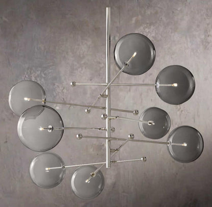 Glass Orb Cluster Mobile Eight-Light Chandelier 79"