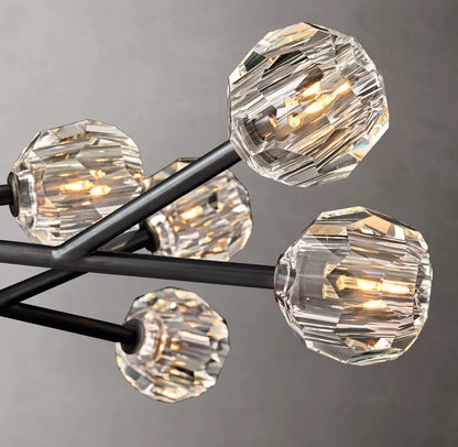 Crystal Sphere Clear Glass Round Chandelier 36"