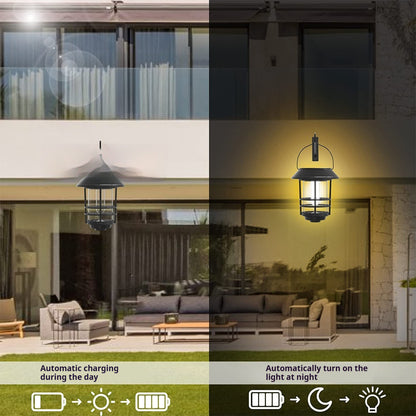 Retro Solar Wall Lamp – Waterproof Outdoor Courtyard Light