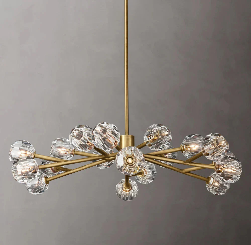 Crystal Sphere Clear Glass Round Chandelier 48"