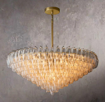 Chiara Transparent Glass Layered Circular Chandelier 47"