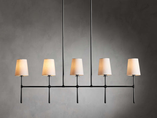 Calder Linen Shade Linear Chandelier