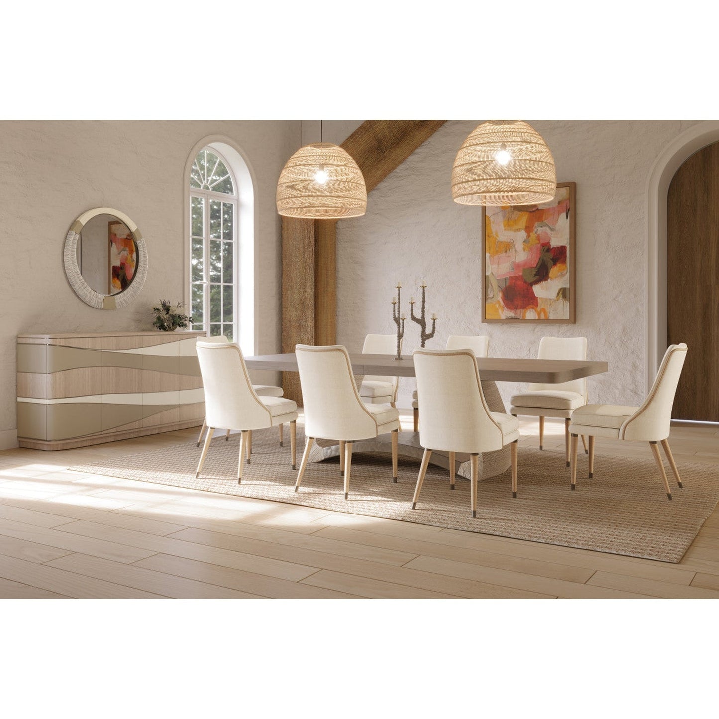 Jonathan Charles Swell Danish Cord Dining Table (500417-116L-BLO-DPC)