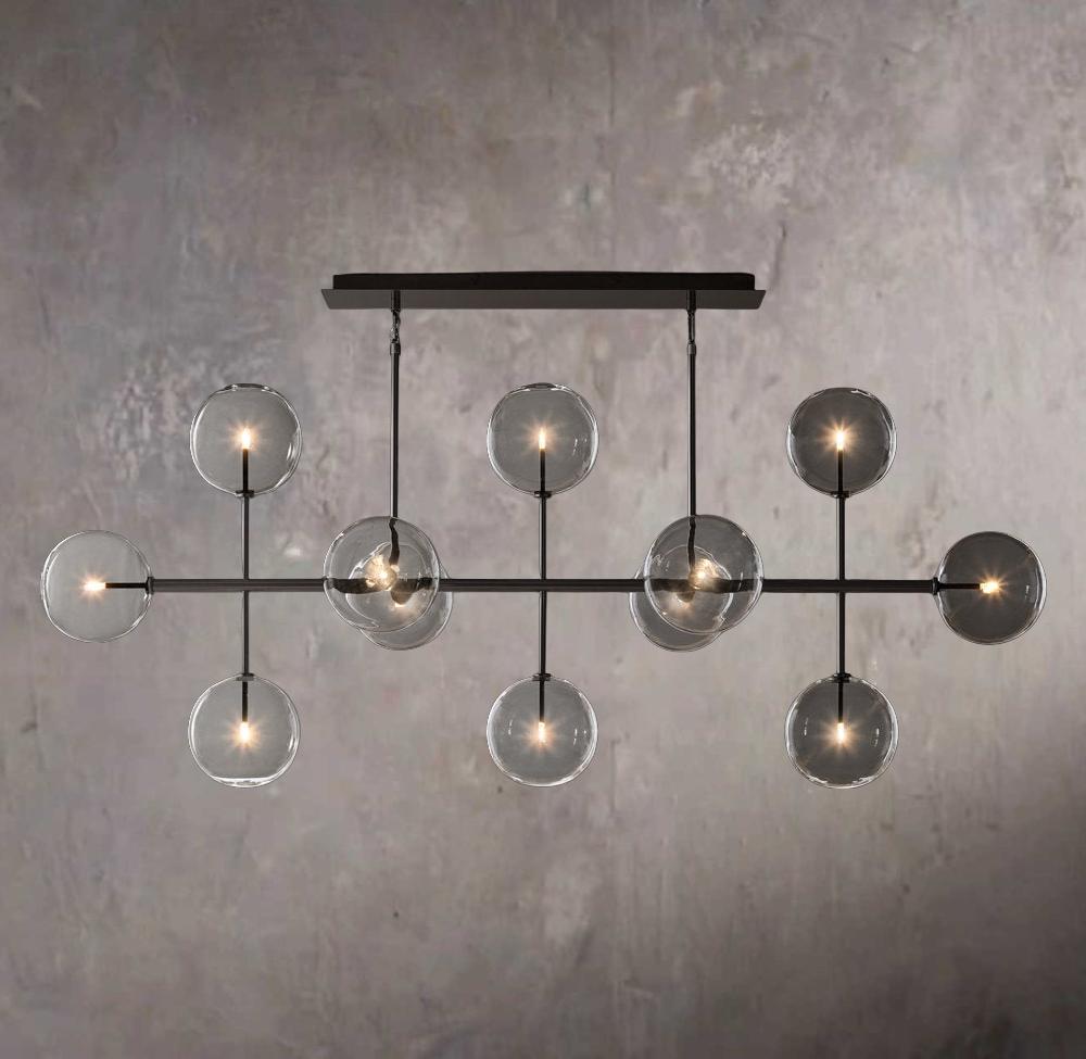Glass Orbital Mobile Linear Chandelier