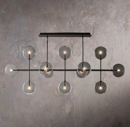 Glass Orbital Mobile Linear Chandelier