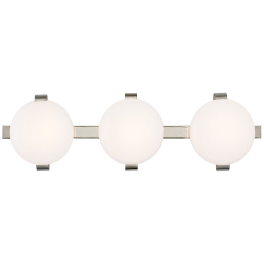 Champalimaud Marisol 28" Bath Bar in Polished Nickel with White Glass Wall Light W28" x H8.5"
