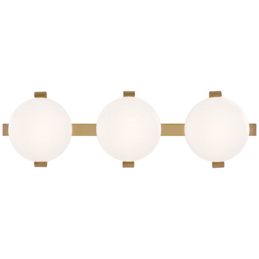 Champalimaud Marisol 28" Bath Bar in Soft Brass with White Glass Wall Light W28" x H8.5"