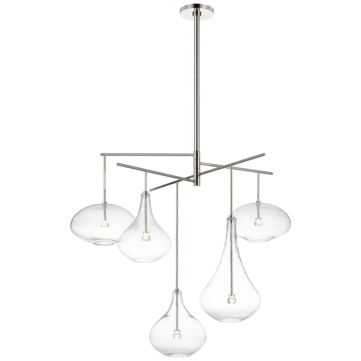 Champalimaud Lomme XL Chandelier in Polished Nickel with Clear Glass Ceiling Light W38.25"