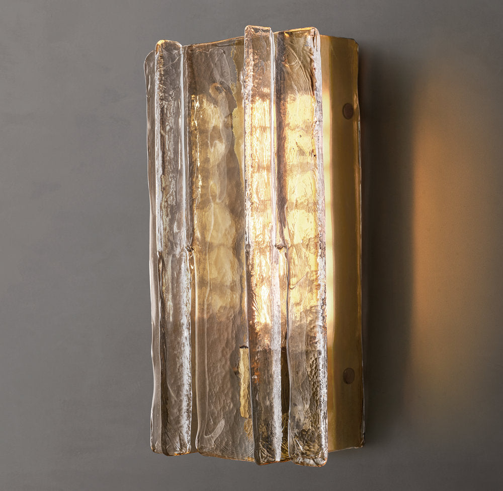 Latticed Smoke Glass Wall Sconce 15"