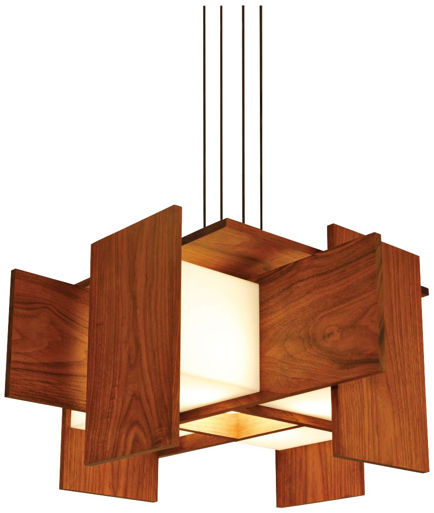 Cerno Muto 32" Wide Oiled Walnut LED Pendant Light