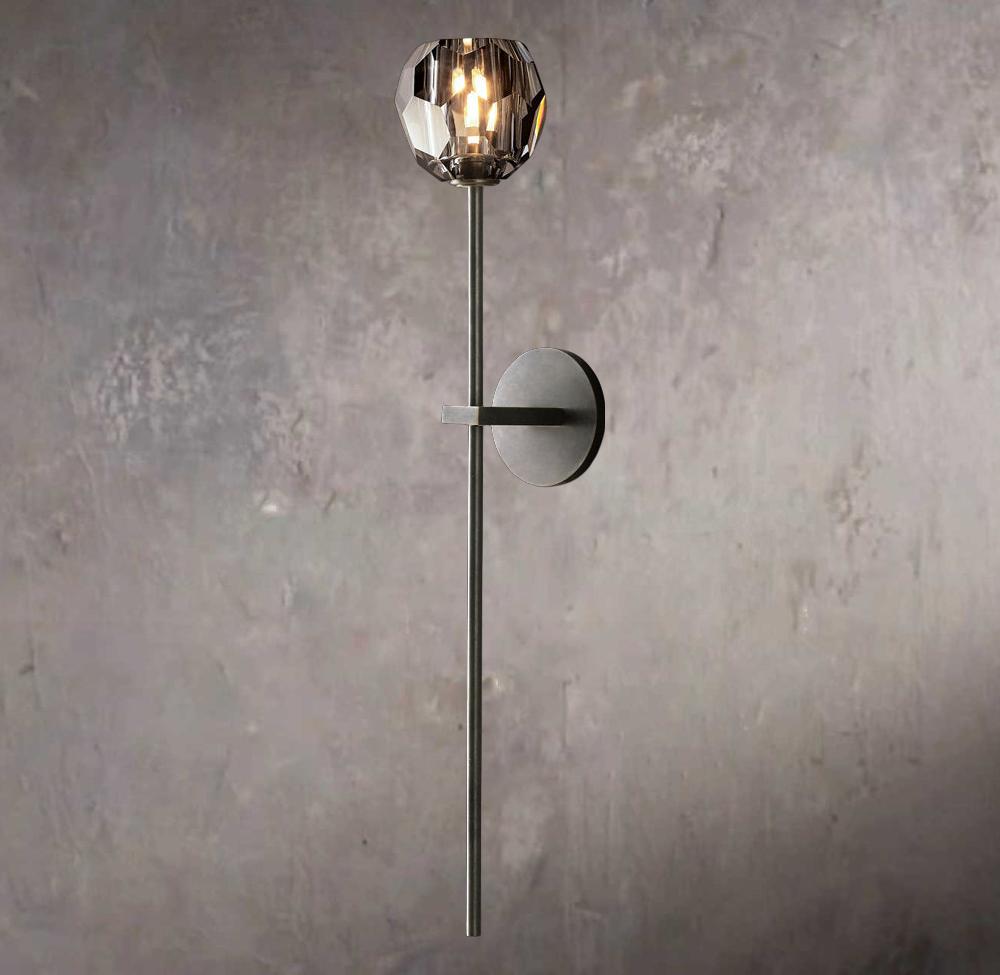 Crystal Orb Smoke Glass Grand Wall Sconce