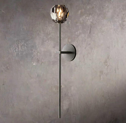 Crystal Orb Smoke Glass Grand Wall Sconce
